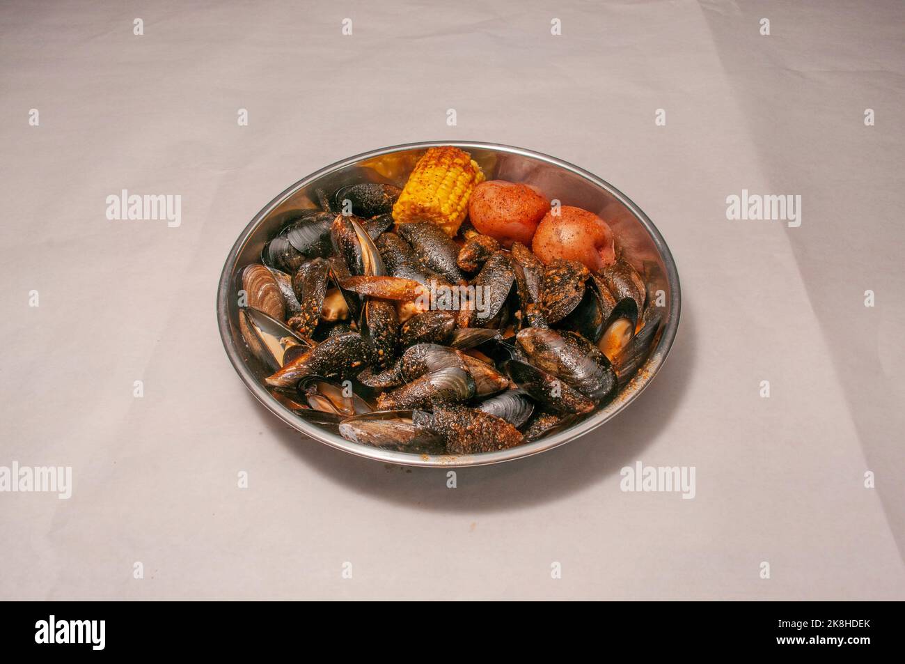 Delectable seafood delicacy known as black mussels Stock Photo