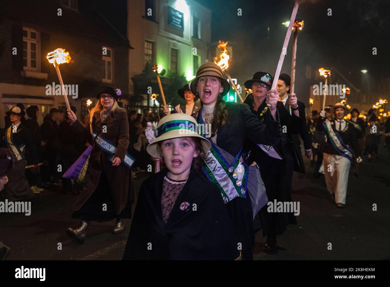 Revellers parade the streets of Lewes in East Sussex, Thousand attend ...