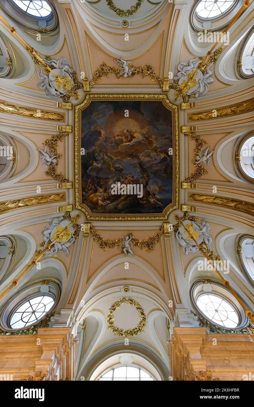 Madrid, Spain - Nov 19, 2021: Madrid Royal Palace Hall interior view ...