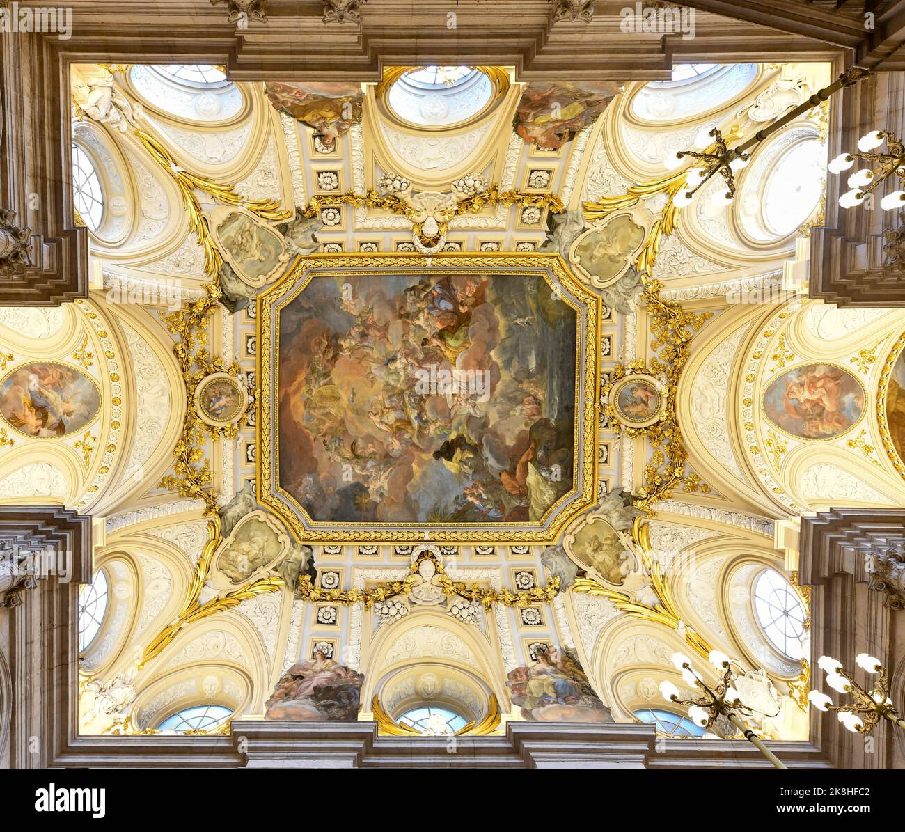 Madrid, Spain - Nov 19, 2021: Madrid Royal Palace Hall interior view ...
