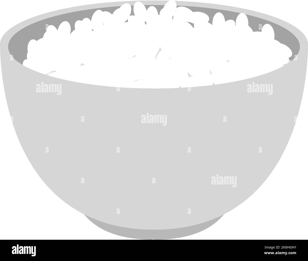 Illustration of gray bowl and white rice Stock Vector