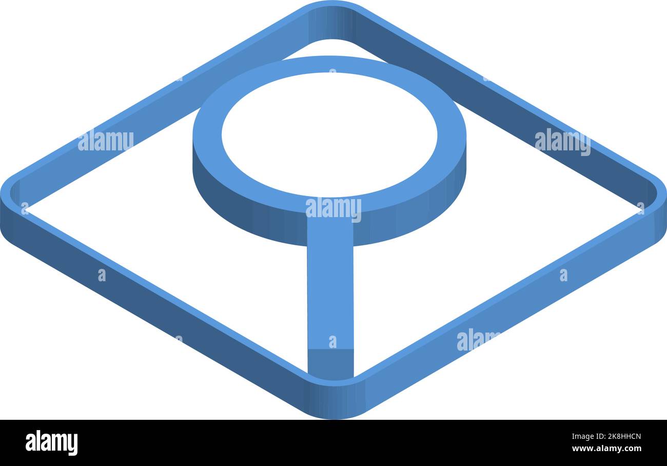 Blue isometric icon illustration of magnifying glass Stock Vector