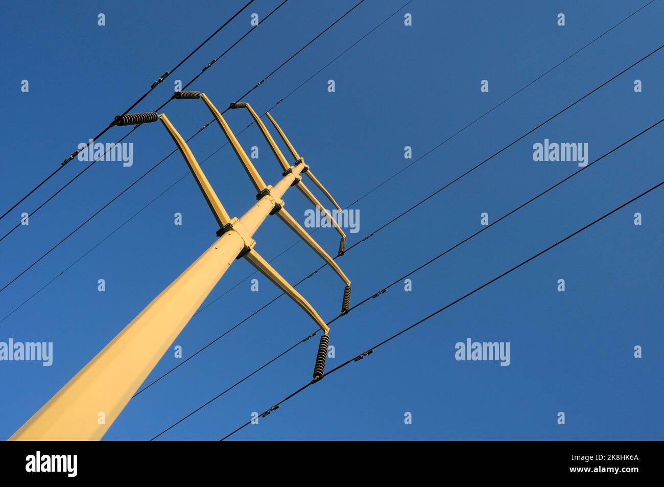 Support tower and electric power lines Stock Photo Alamy