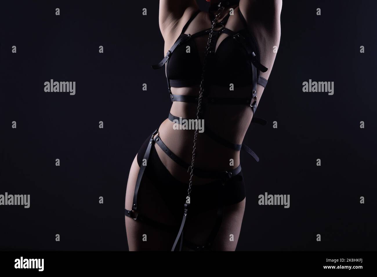 Photo of girls body in lingerie with bandage belt Stock Photo