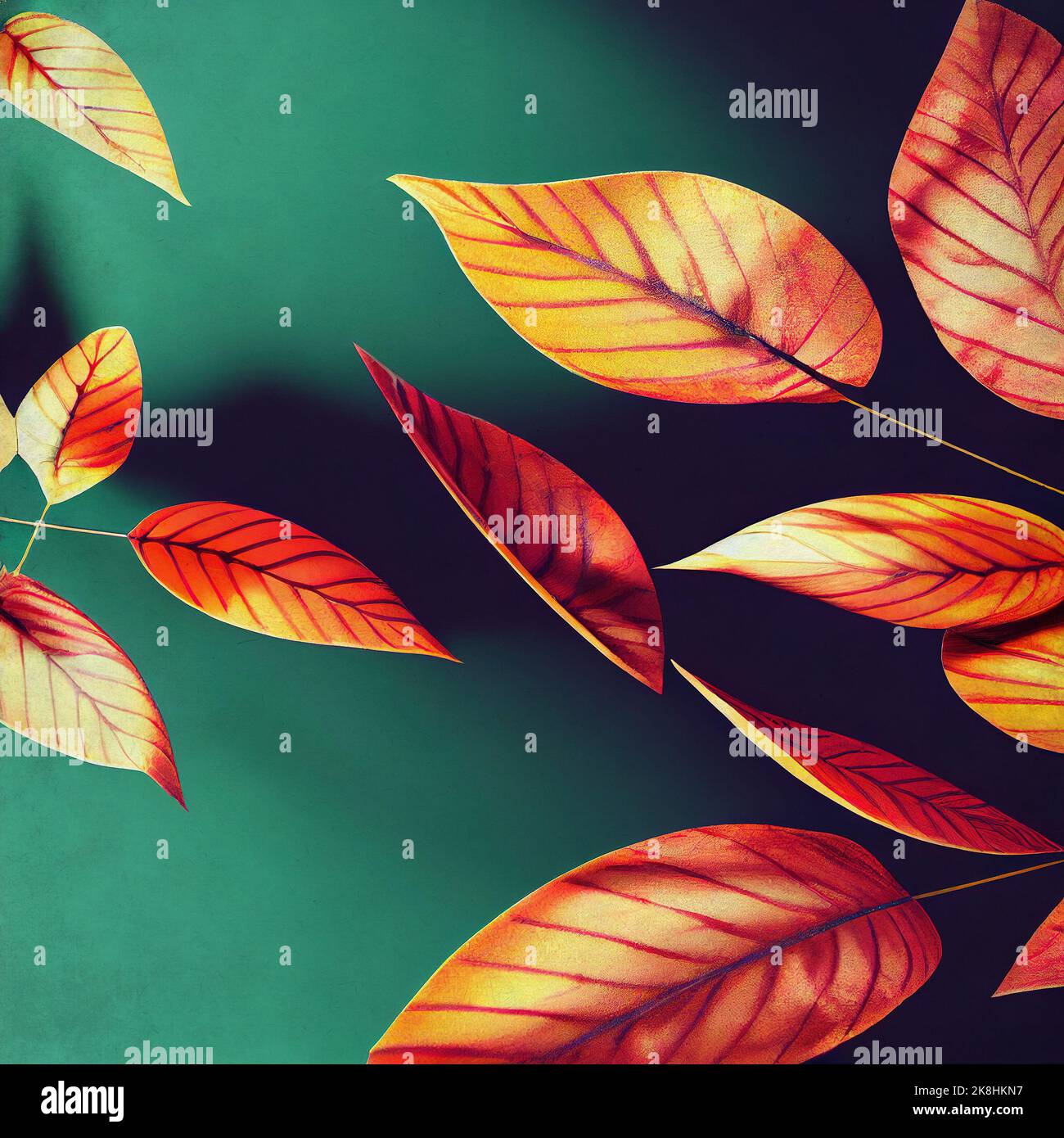 Beautiful Autumn Leaves Backgrounds - Aquarel Illustration Stock Photo ...
