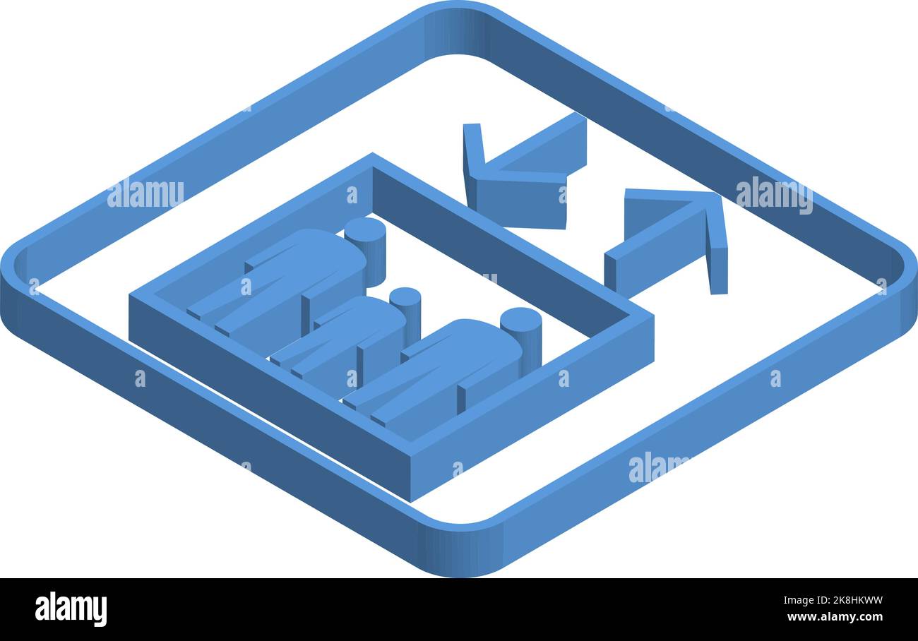 EV mark blue isometric illustration Stock Vector