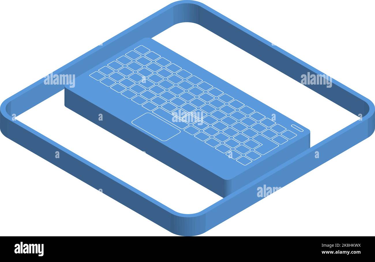 Blue isometric illustration of keyboard Stock Vector