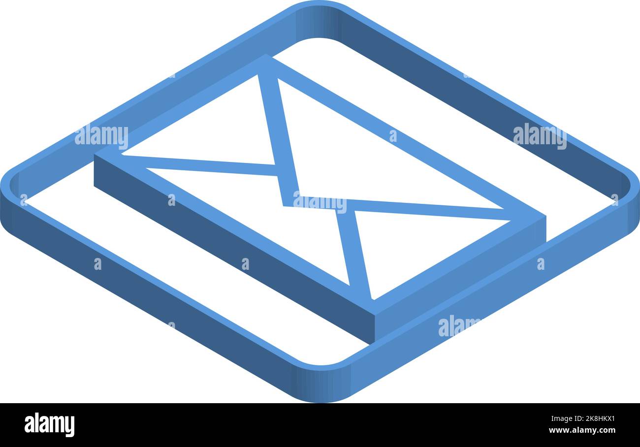 Blue isometric illustration of mail Stock Vector