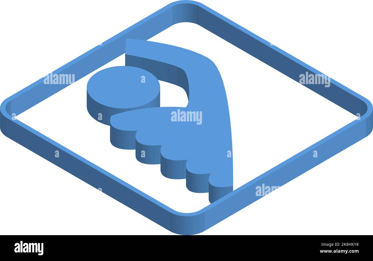 Blue isometric illustration of a person swimming Stock Vector