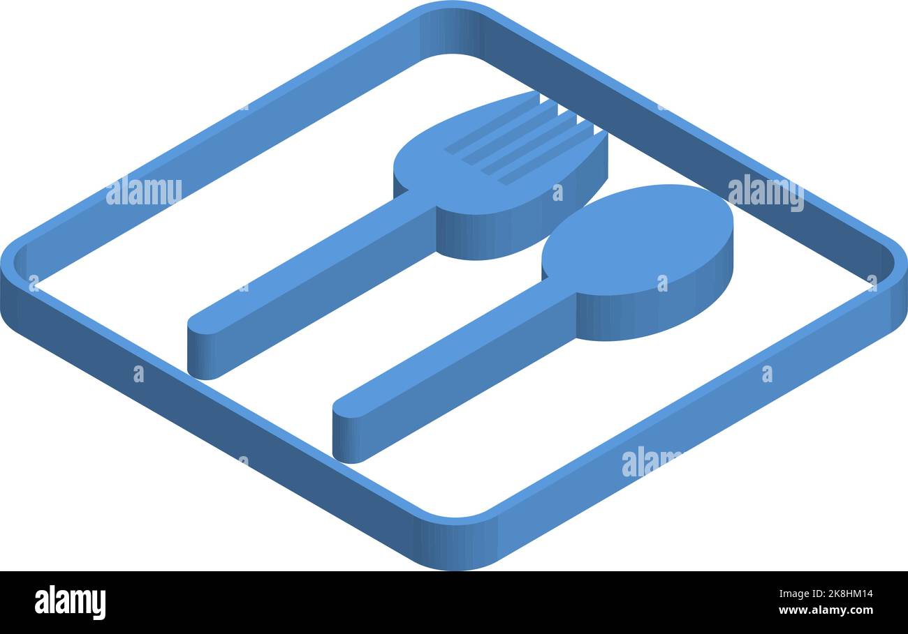 Blue isometric illustration of restaurant Stock Vector