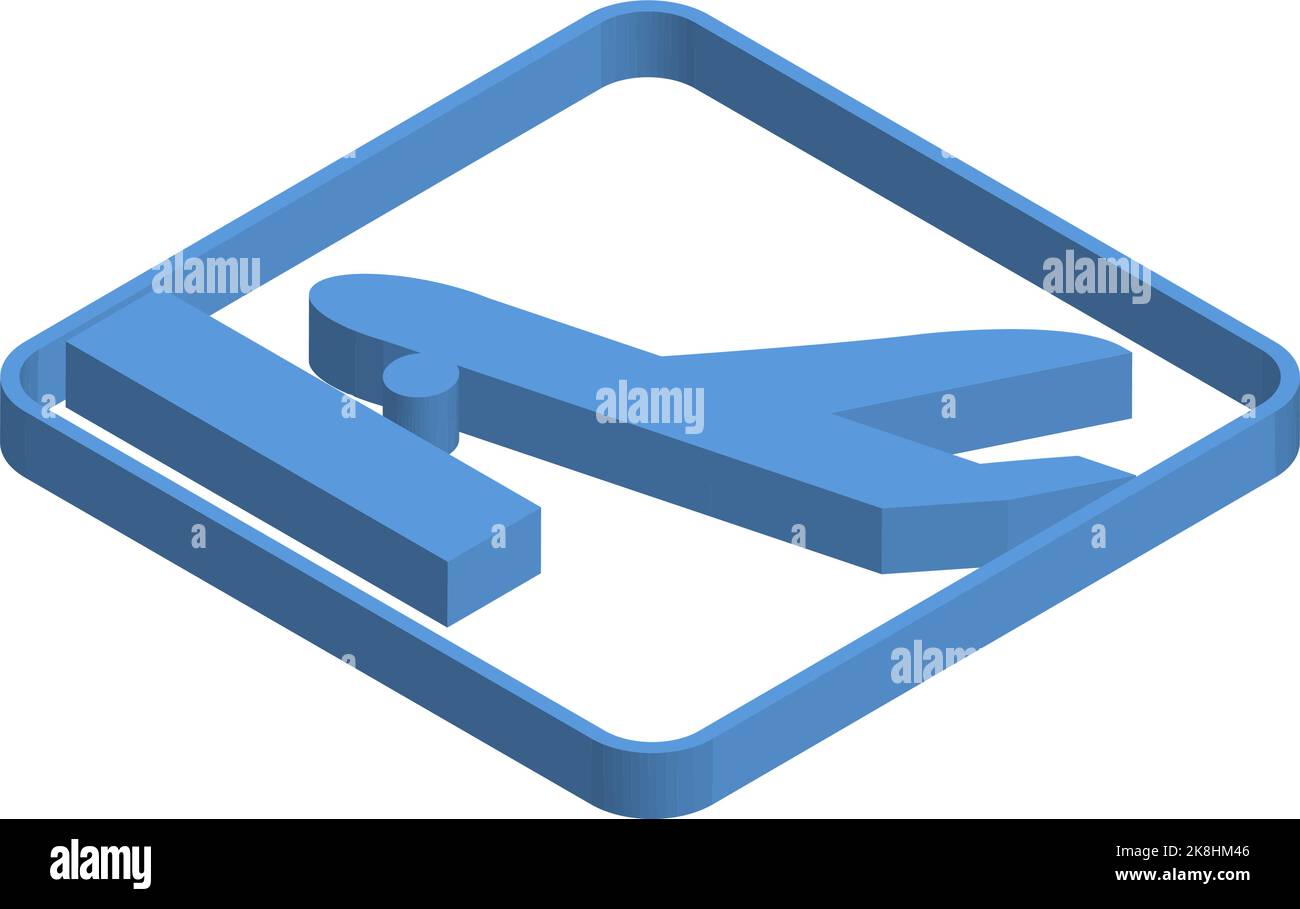 Blue isometric illustration of an airplane landing Stock Vector Image ...