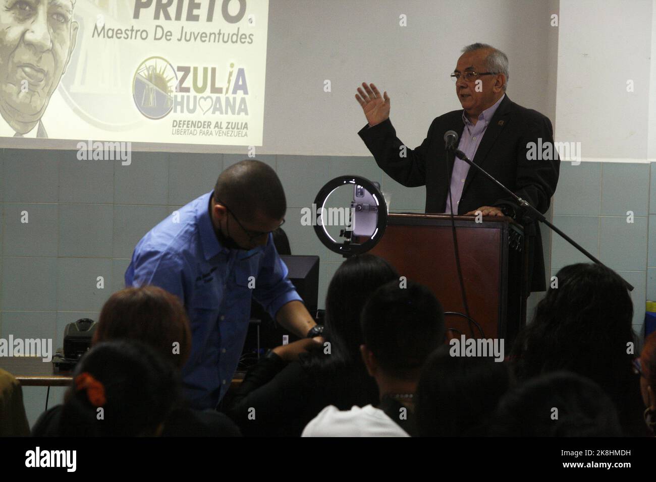 The Zulia Humana political movement held a forum in defense of the decentralization of the Zulia state, today, Friday, October 21, in the city of San Francisco, Venezuela. Given the possible approval of the 'Tax Harmonization Law' by the National Assembly (AN). This instrument violates the autonomy of the governorates, mayors and municipalities of the country. By taking away the competence to legislate on tax matters, as well as the right to decide the rates for taxes, and the rates for the provision of public services to the cities. The speakers of this important activity included the legisla Stock Photo