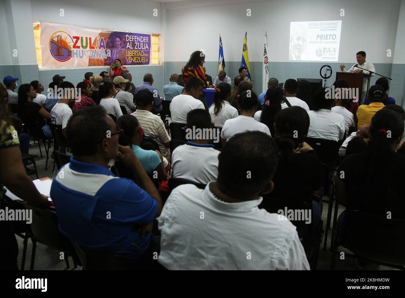 The Zulia Humana political movement held a forum in defense of the decentralization of the Zulia state, today, Friday, October 21, in the city of San Francisco, Venezuela. Given the possible approval of the 'Tax Harmonization Law' by the National Assembly (AN). This instrument violates the autonomy of the governorates, mayors and municipalities of the country. By taking away the competence to legislate on tax matters, as well as the right to decide the rates for taxes, and the rates for the provision of public services to the cities. The speakers of this important activity included the legisla Stock Photo