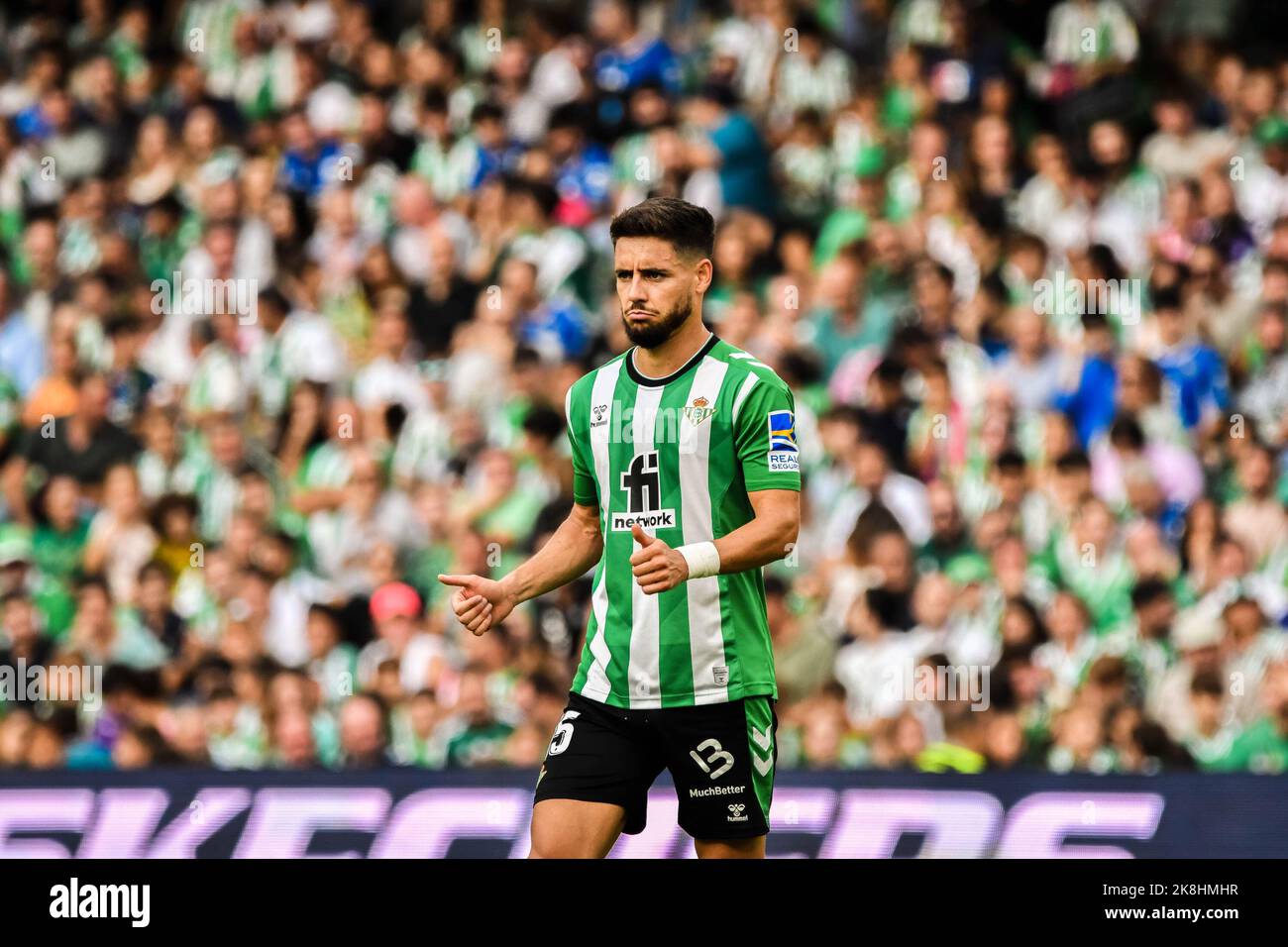 SEVILLA, SPAIN - OCTOBER 23: Alex Moreno of Real Betis Balompie reacts during the match between Real Betis Balompie and Atletico de Madrid CF of La Liga Santander on August 27, 2022 at Mestalla in Valencia, Spain. (Photo by Samuel Carreño/PxImages) Stock Photo