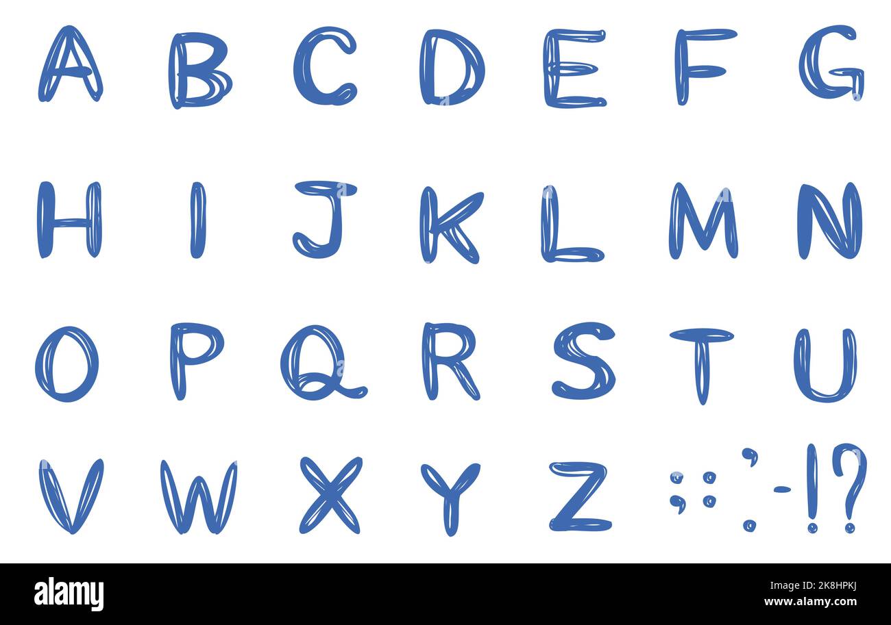 Set of handwritten alphabet letters, cutout style Stock Vector
