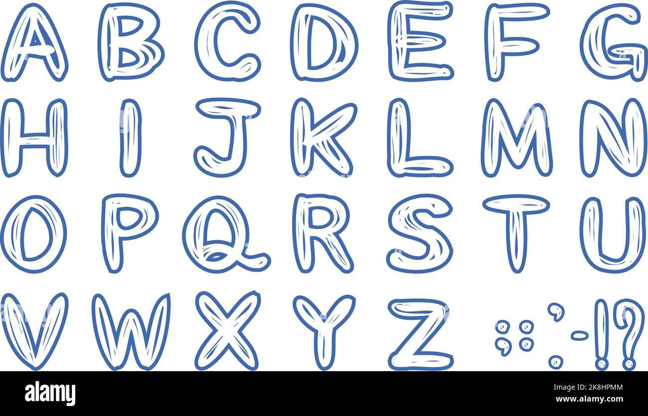 Set of handwritten alphabet letters Stock Vector