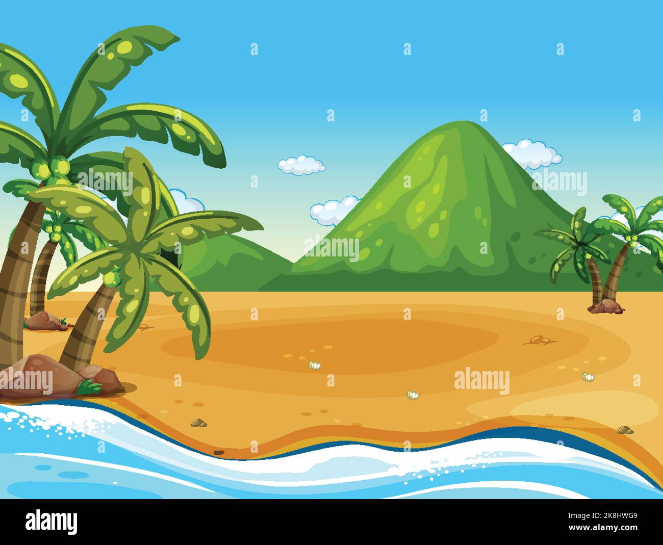Outdoor beach landscape scene illustration Stock Vector Image & Art - Alamy