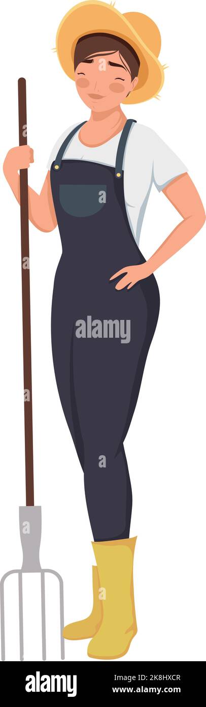 female farmer with rake character Stock Vector Image & Art - Alamy