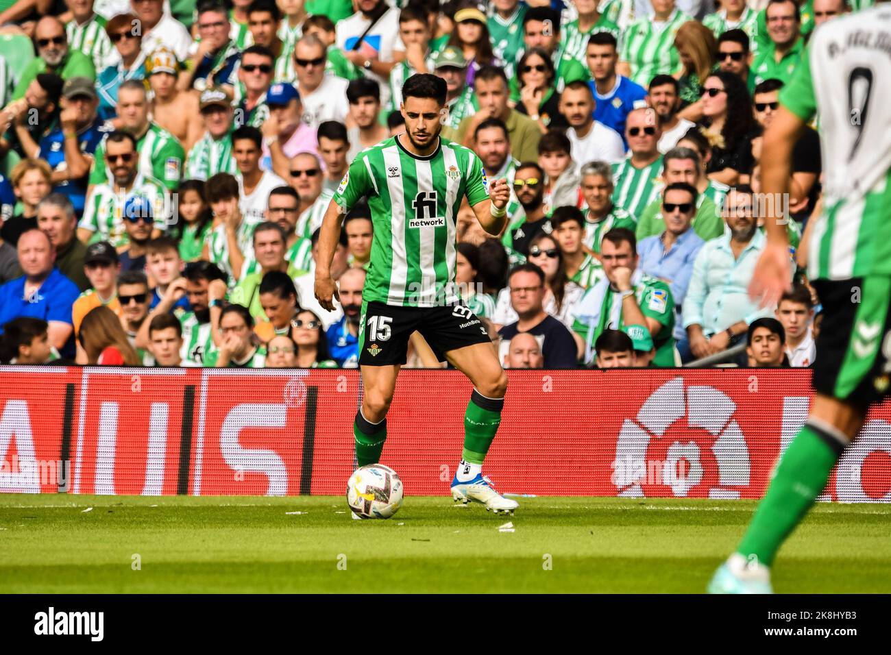 October 23, 2022: SEVILLA, SPAIN - OCTOBER 23: Alex Moreno of Real Betis Balompie controls the ball during the match between Real Betis Balompie and Atletico de Madrid CF of La Liga Santander on August 27, 2022 at Mestalla in Valencia, Spain. (Credit Image: © Samuel CarreÃ±O/PX Imagens via ZUMA Press Wire) Stock Photo