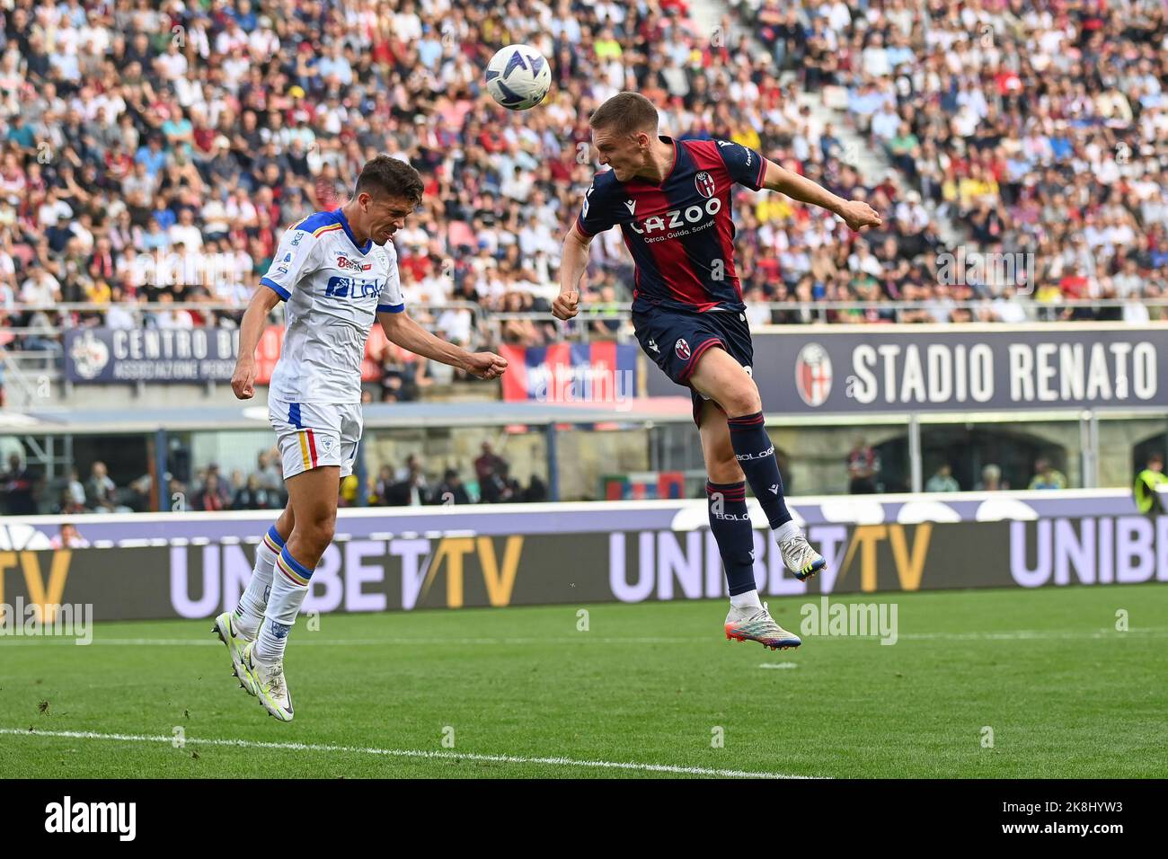 Bologna, Italy. 23rd Oct, 2022. Michel Aebischer (Bologna FC) head kick