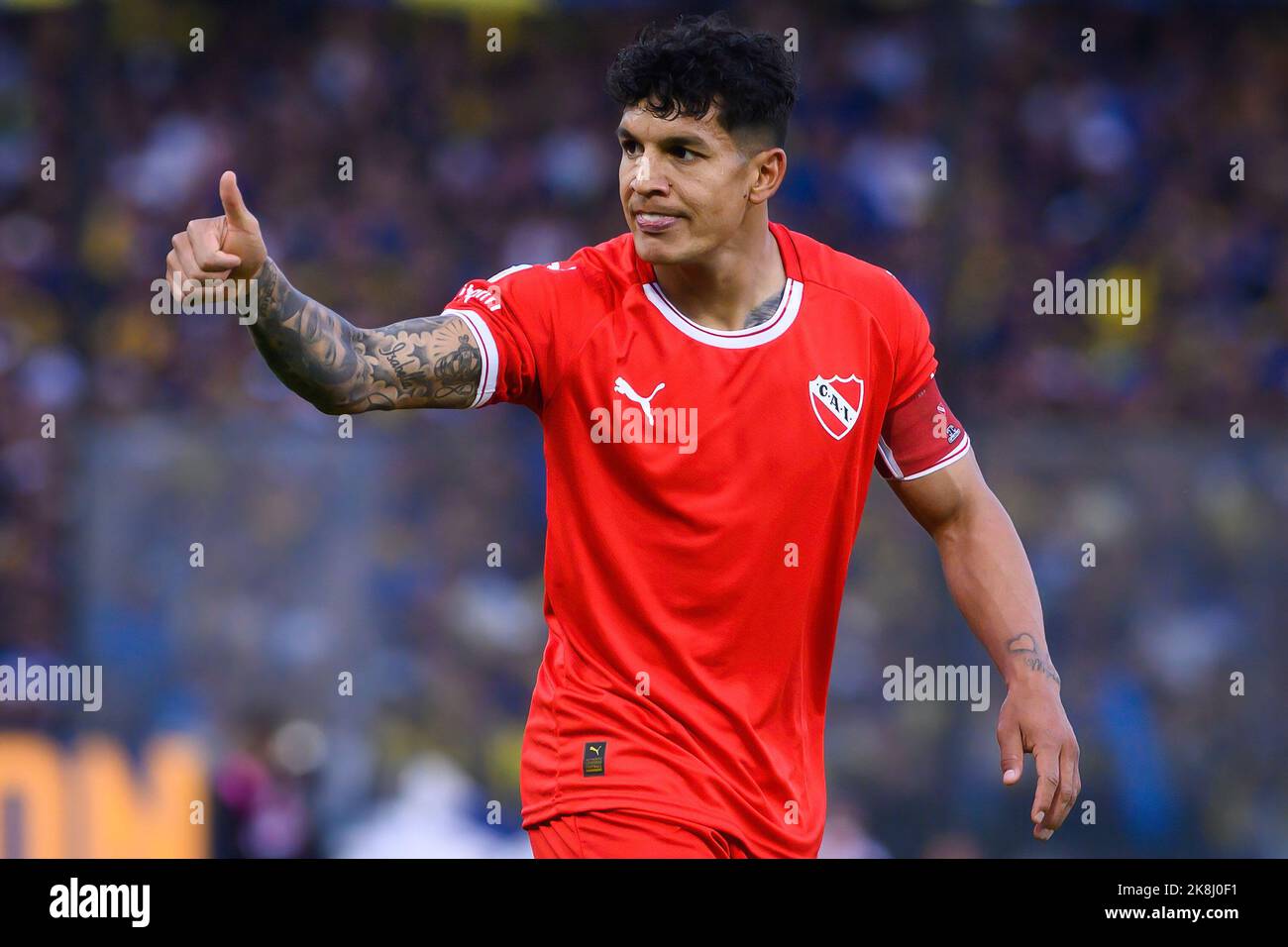 Buenos Aires, Argentina. 23rd Oct, 2022. Lucas Romero of Independiente gestures during a match between Boca Juniors and Independiente as part of Liga Profesional 2022 at Estadio Alberto J. Armando. (Final Score; Boca Juniors 2:2 Independiente ) Credit: SOPA Images Limited/Alamy Live News Stock Photo