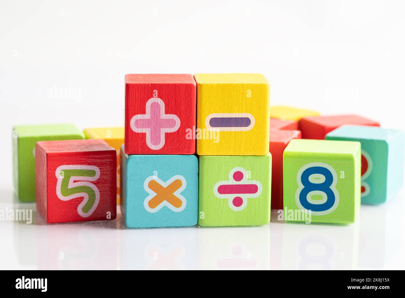 Math number colorful on white background, education study mathematics ...