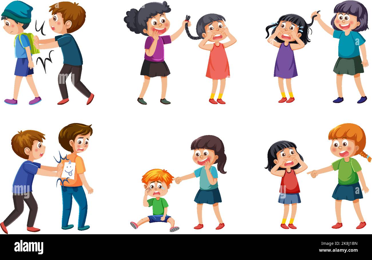 Bullying kids character collection illustration Stock Vector Image ...