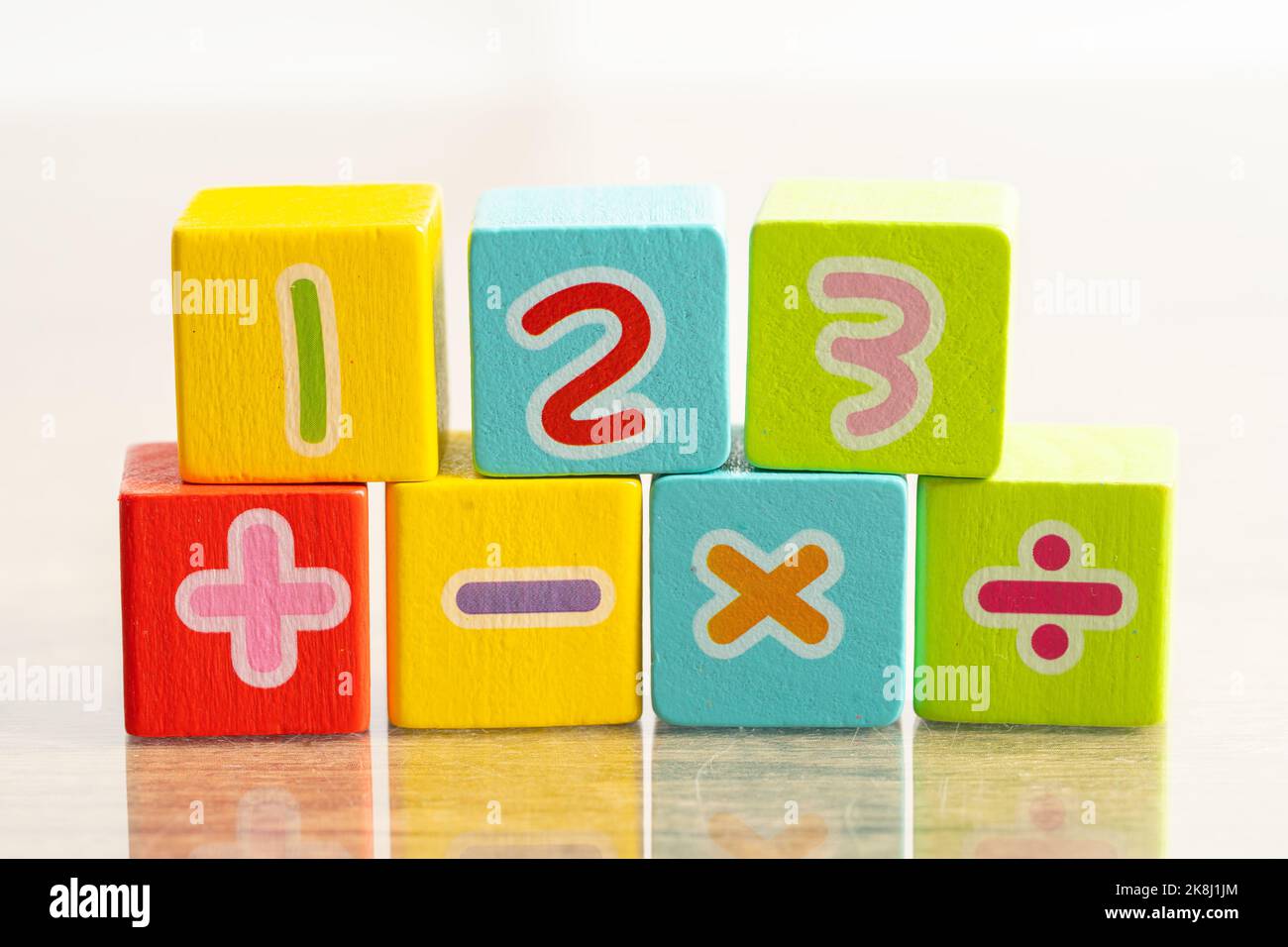 Math number colorful on white background, education study mathematics ...