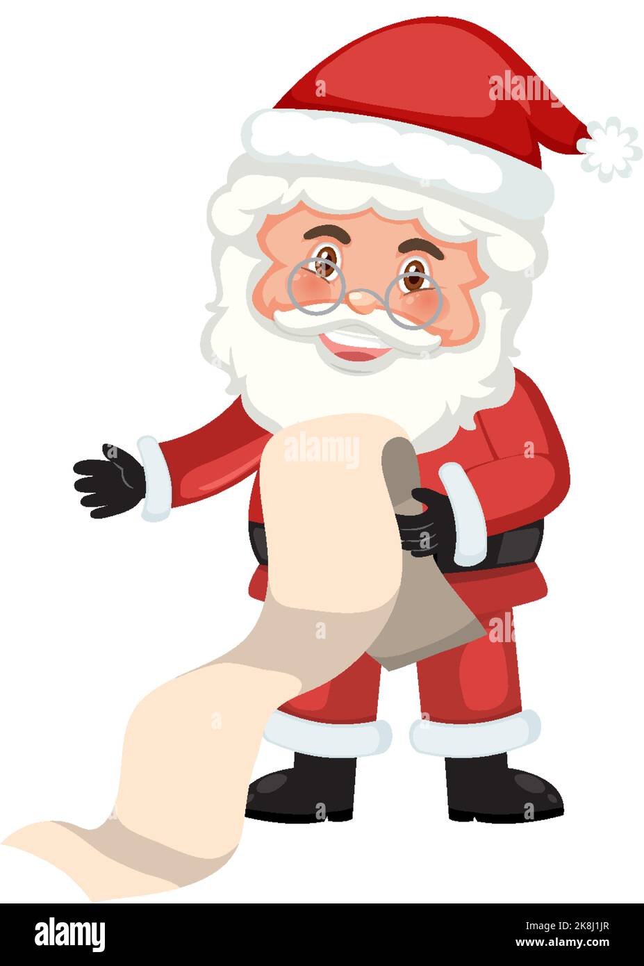 Cute Santa Claus cartoon character holding scroll illustration Stock ...