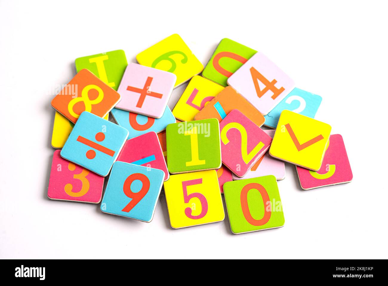 Coloured Math Number Math number colorful on white background, education study mathematics ...