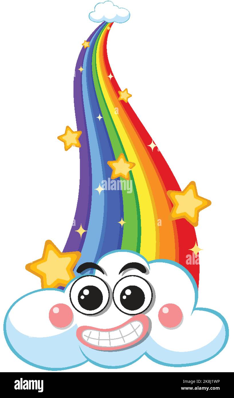 Rainbow with clouds in cartoon style illustration Stock Vector Image ...