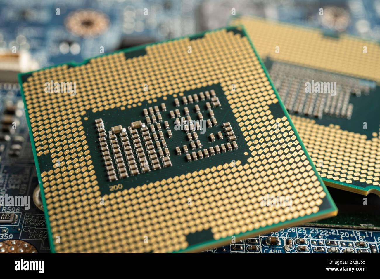 CPU, central processor unit chip Chip on circuit board in PC and laptop ...