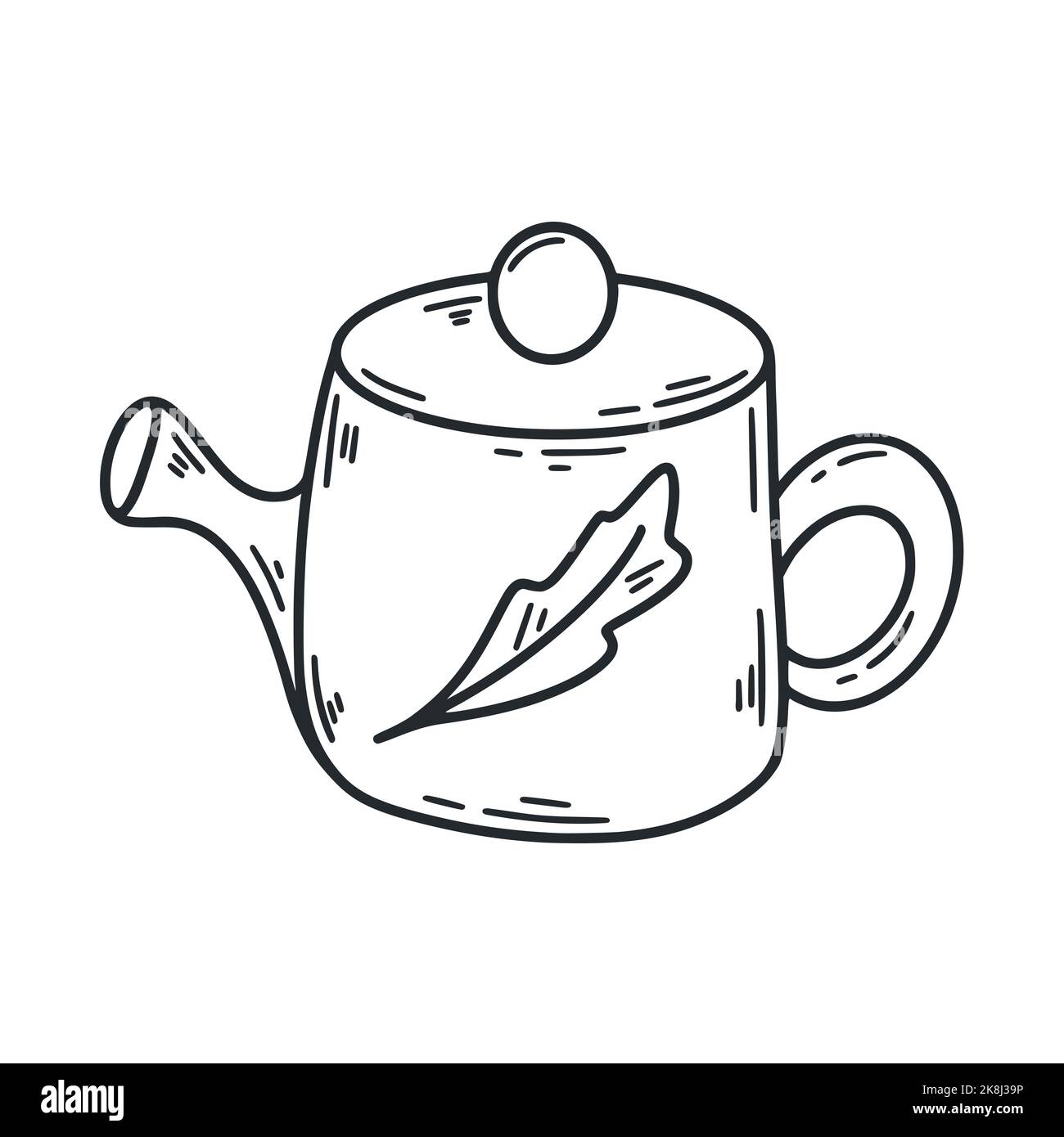 Ceramic teapot for tea and herbs sketch Stock Vector