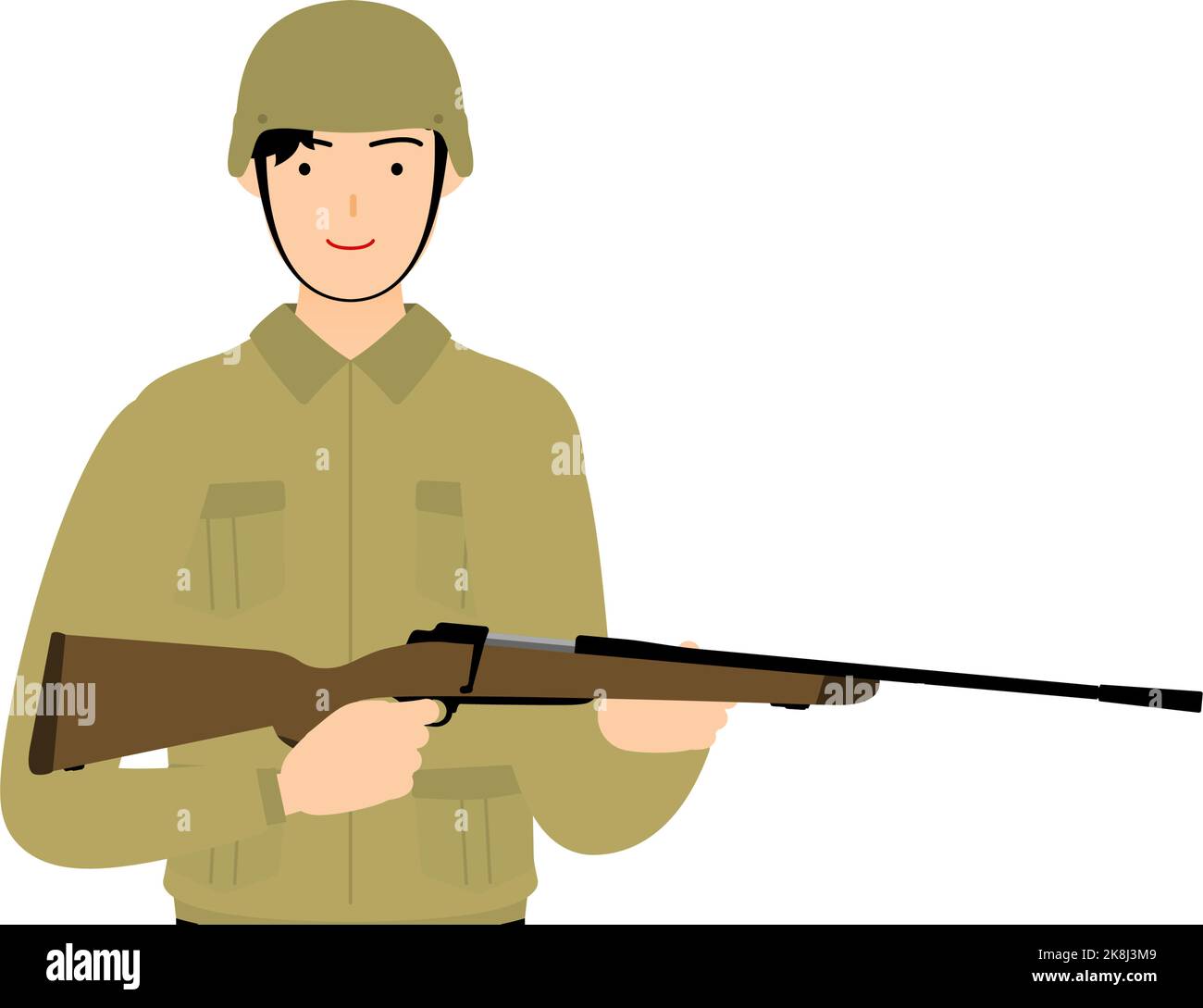 Male Soldier Pose, Standing guard with a rifle Stock Vector