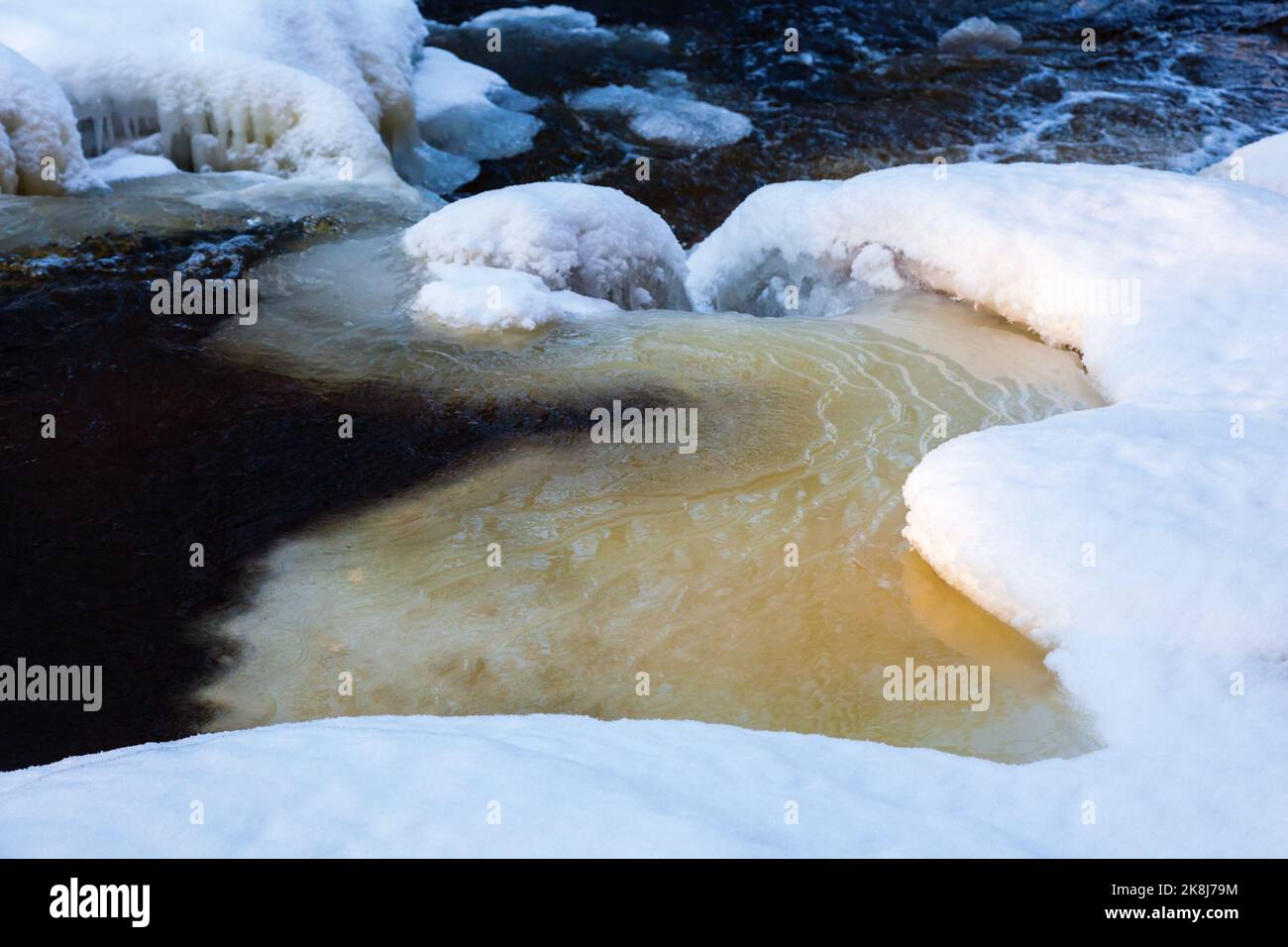 Stream flowing on snow hi-res stock photography and images - Alamy