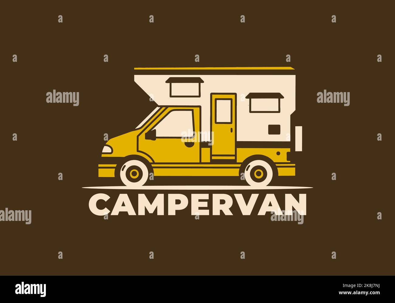 Vintage art illustration design of a camper van Stock Vector Image ...