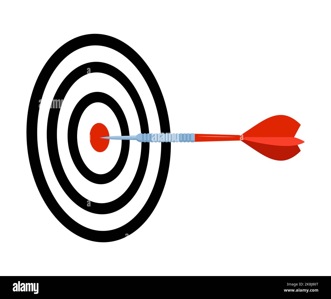 Darts hit to center of dartboard. Arrow on bullseye in target. Business