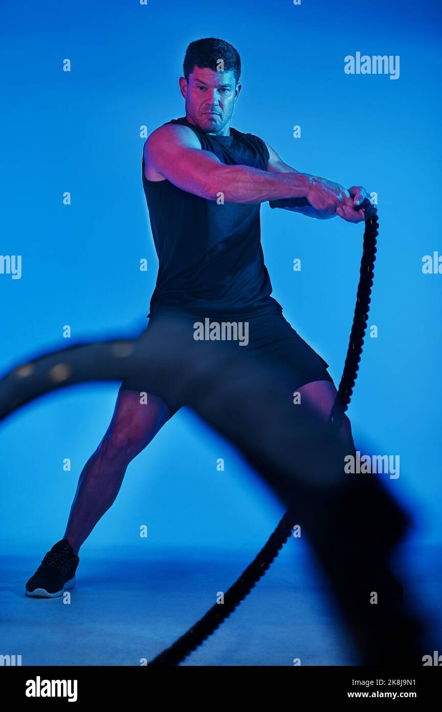 Exercising battle ropes person in hi-res stock photography and images ...