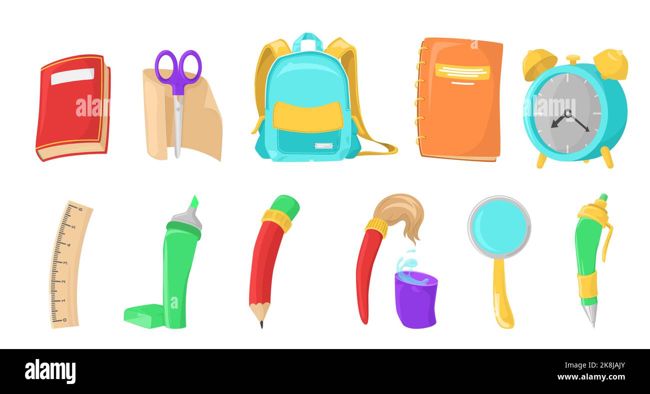 School set vector education supplies flat icon Stock Vector