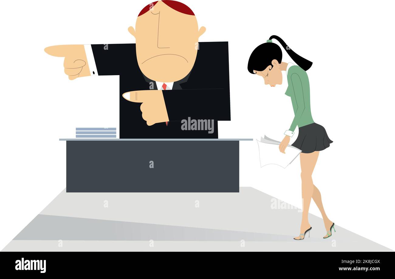 Angry Boss And Employee Man Illustration. Angry Chief Scolds His ...