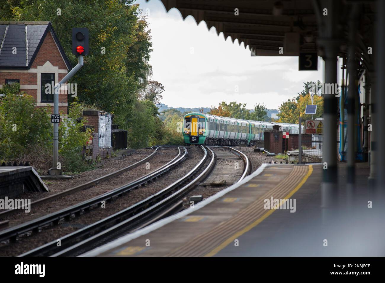 Norbury Station commuter train, London SW16 Stock Photo