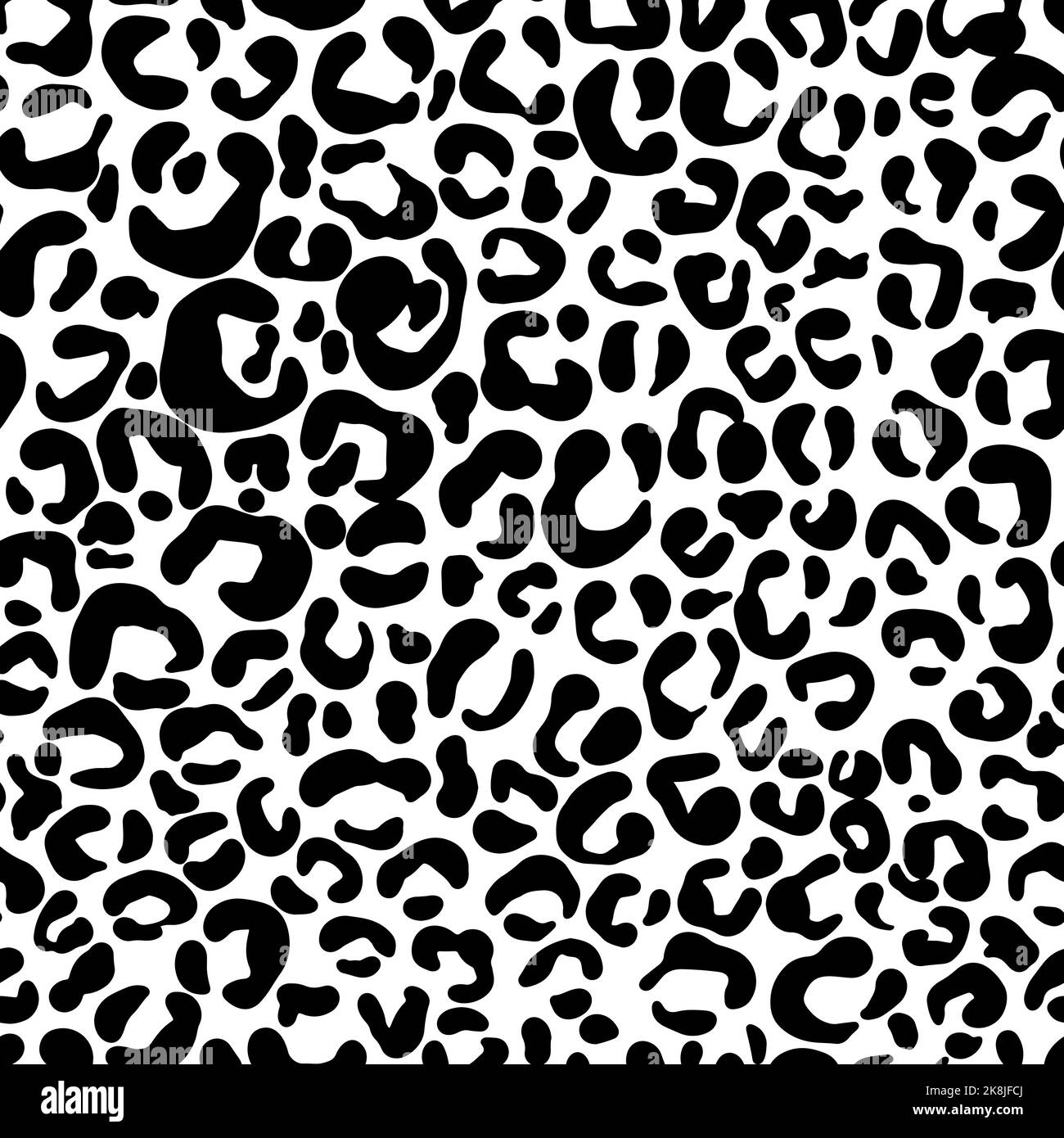 Leopard skin artwork imitation print. Vector seamless black and white ...