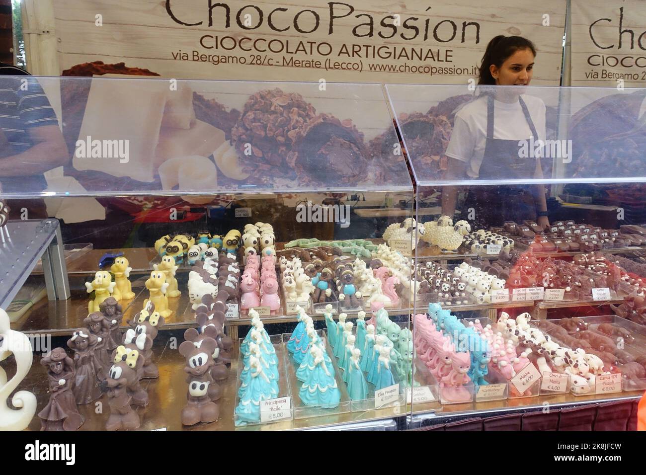 Rome, Italy  - Fair Stand Selling Chocolate sculpture Stock Photo