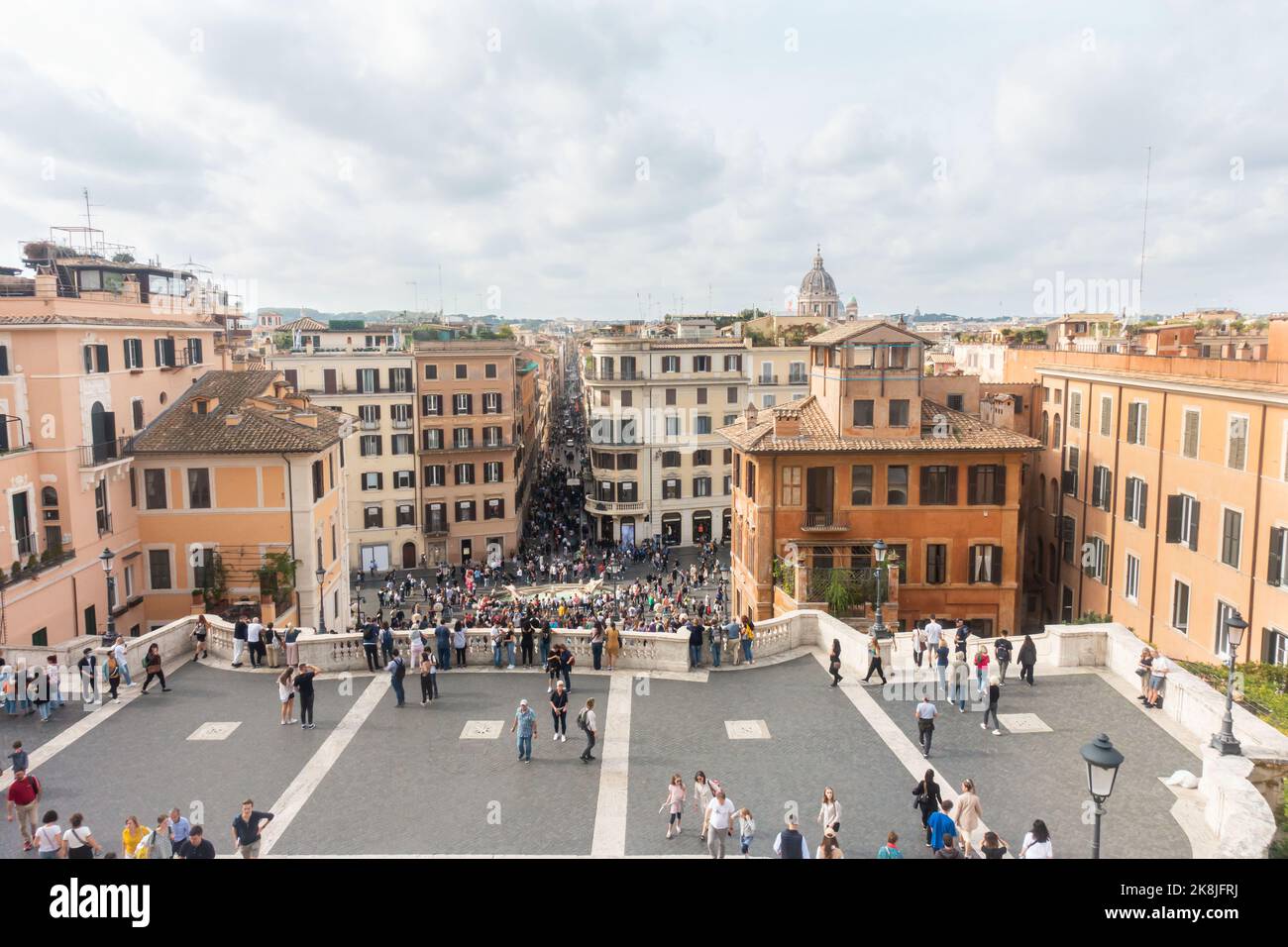 Rome View of Trinita de Monti from Above of Spanish Steps Stock Photo