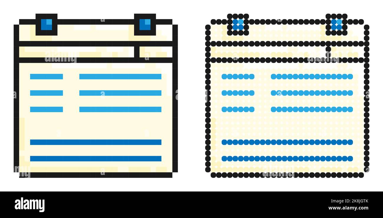 Pixel icon. Tablet for keeping list, list of important things to do