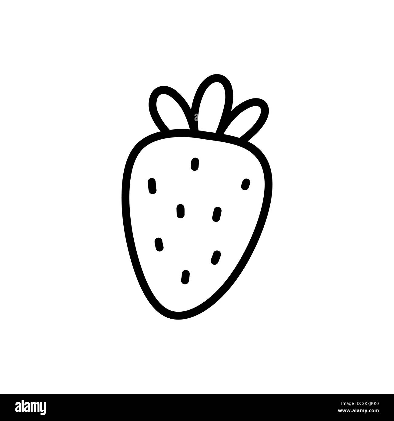 Cute strawberry isolated on white background. Vector hand-drawn illustration in doodle style. Perfect for cards, logo, decorations, recipes, menu Stock Vector