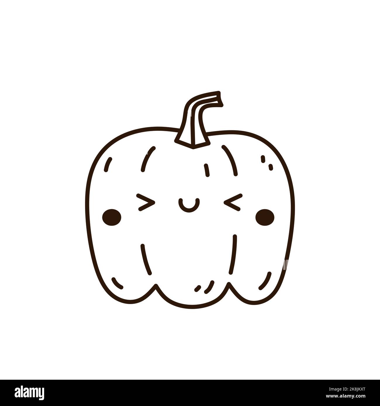 Cute and funny pumpkin isolated on white background. Vector hand-drawn ...