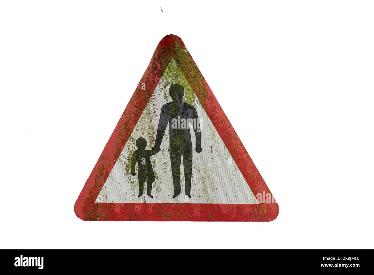 Road sign warning of pedestrians present Stock Photo