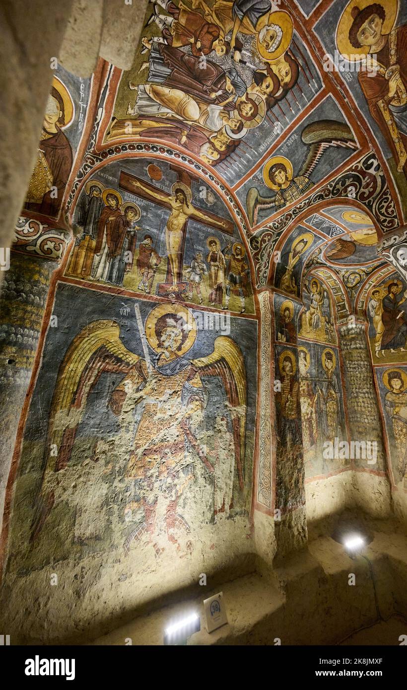 interior view of magnificent fresco in dark church, Karanlık Kilise in goreme open air museum, Cappadocia, Anatolia, Turkey Stock Photo