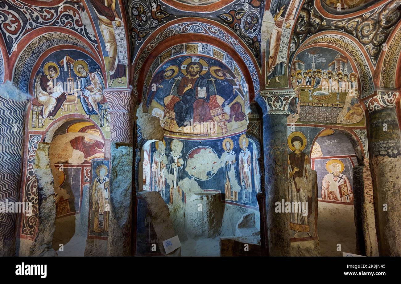 Interior View Of Magnificent Fresco In Dark Church Karanl k Kilise In interior-view-of-magnificent-fresco-in-dark-church-karanl-k-kilise-in